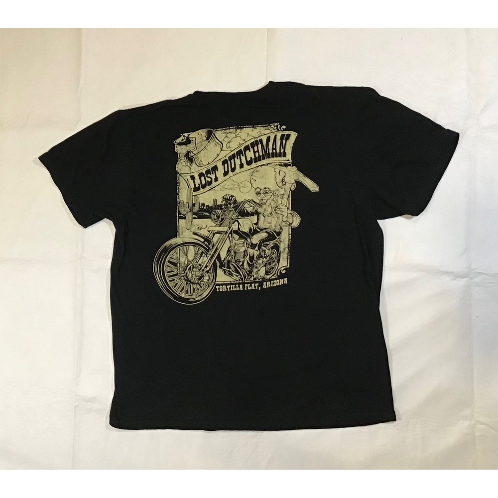Vintage Lost Dutchman Tortilla Flat Arizona Biker Motorcycle T-Shirt Black Large View 3